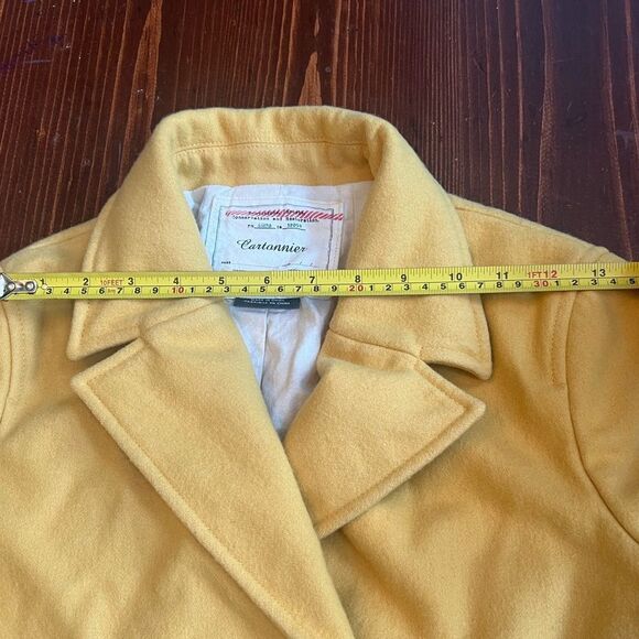 Cartonnier by Anthropologie Luisa Yellow Cropped Peacoat Jacket Sz Medium - Picture 6 of 11
